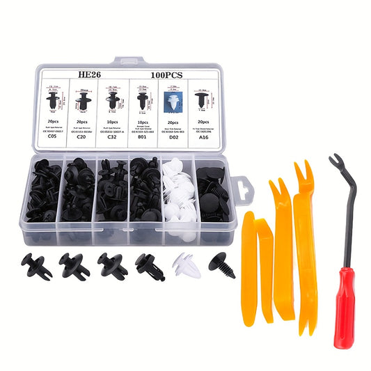 100pcs Car Universal Buckle Set Nylon Bumper Buckle Clip Kit