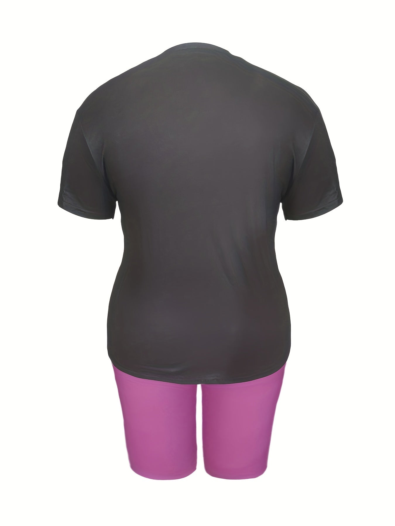  Cartoon Figure & Letter Print Top & Shorts Outfit