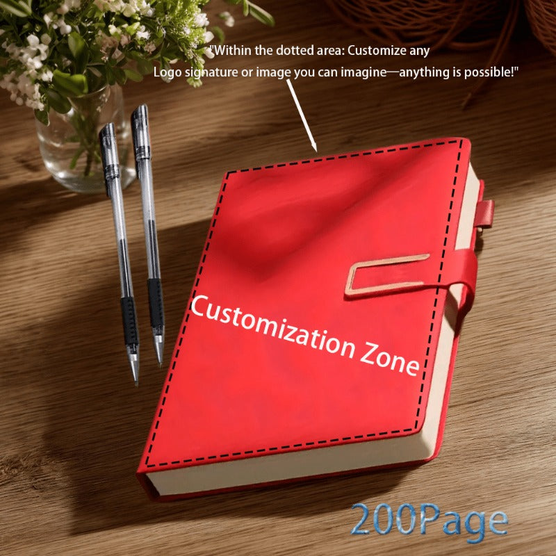 Personalized A5 Faux Leather Notebook with Custom Logo, Name, and Image