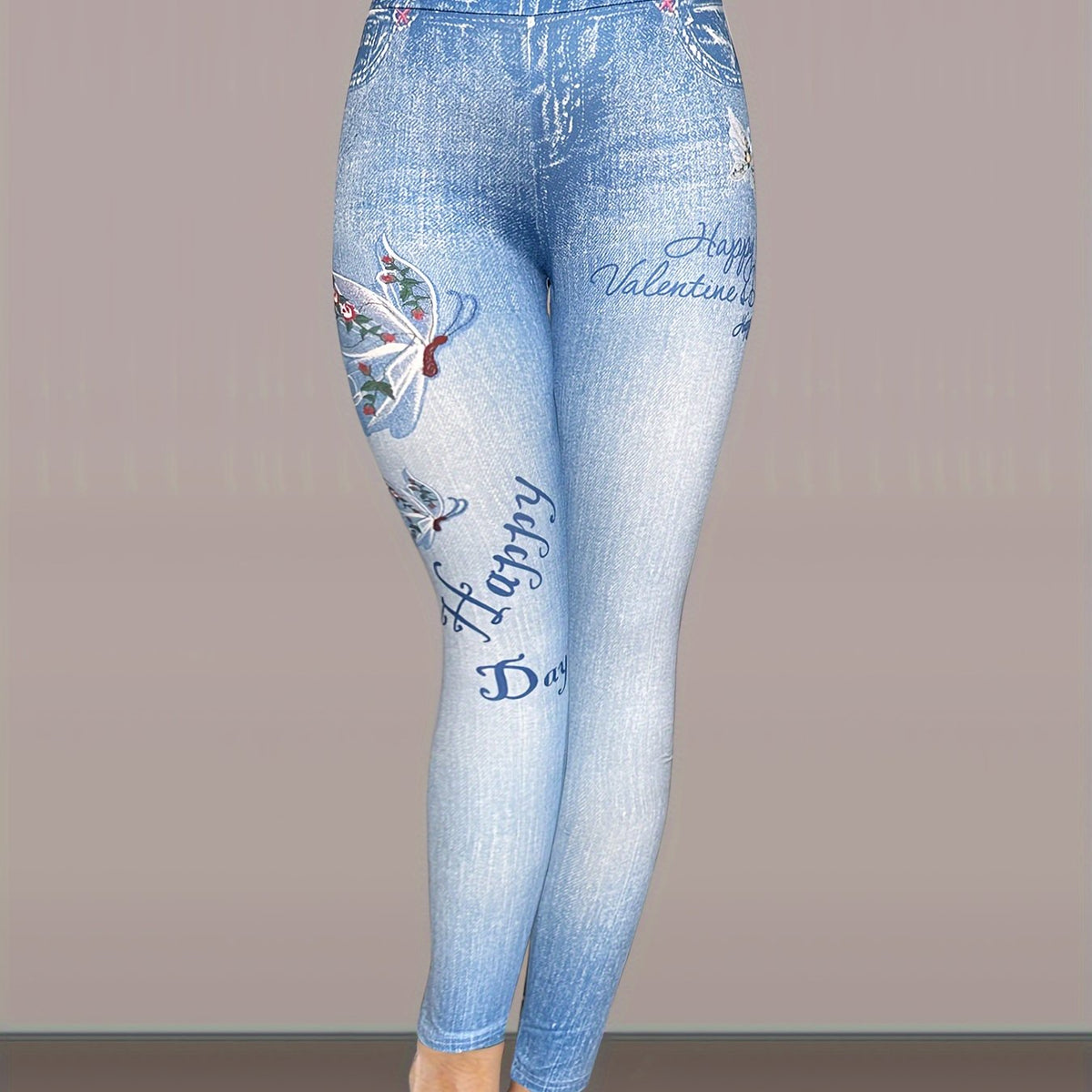 Denim Butterfly Yoga Tight Pants Fitness Leggings