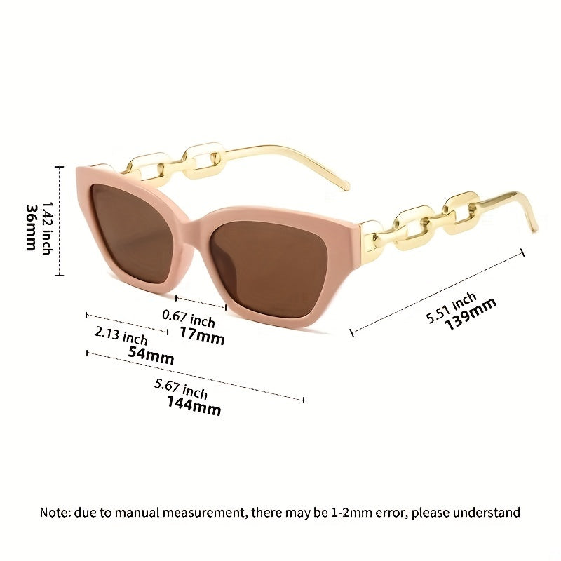Cat Eye Sunglasses Mirror Lens Chain Charm UV400
