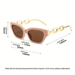 Cat Eye Sunglasses Mirror Lens Chain Charm UV400