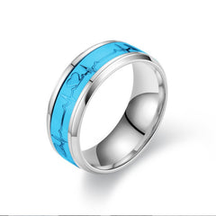 Heart-shaped Titanium Steel Ring Luminous Couple Ring