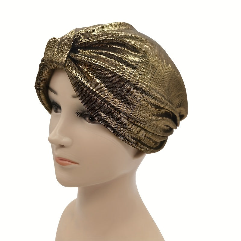 Glitter Solid Turban Cap Bowknot Head Wrap Chemo Hats