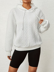 Solid Texture Hoodie Long Sleeve Sweatshirt
