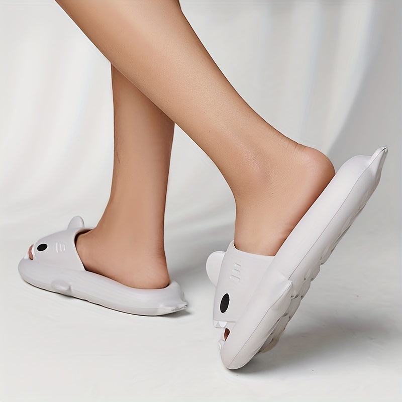 Women's Solid Cloud Shark Slides Soft Open Toe Non Slip Quick Drying Slides