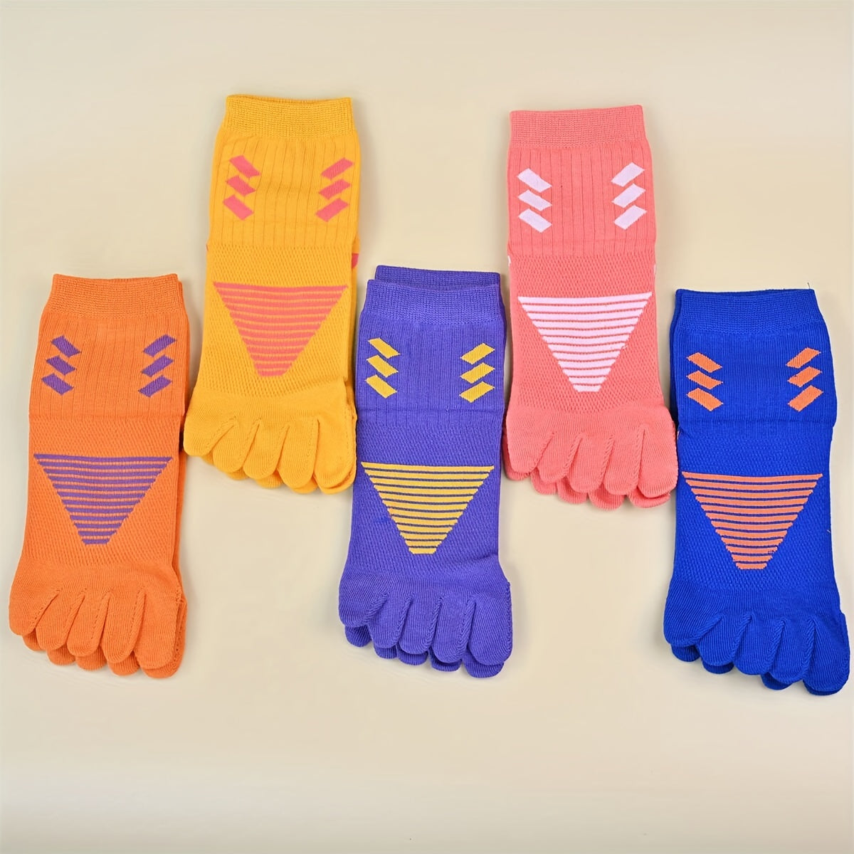 10 Pairs Striped 5 Finger Socks Mid Tube Women's Stockings