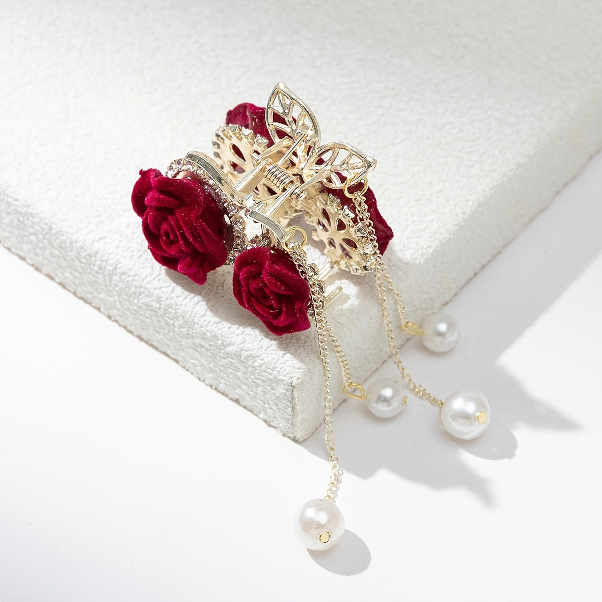 Rose & Tassel Hair Claw Clip Resin Hairgrip Non Slip Hair Accessory