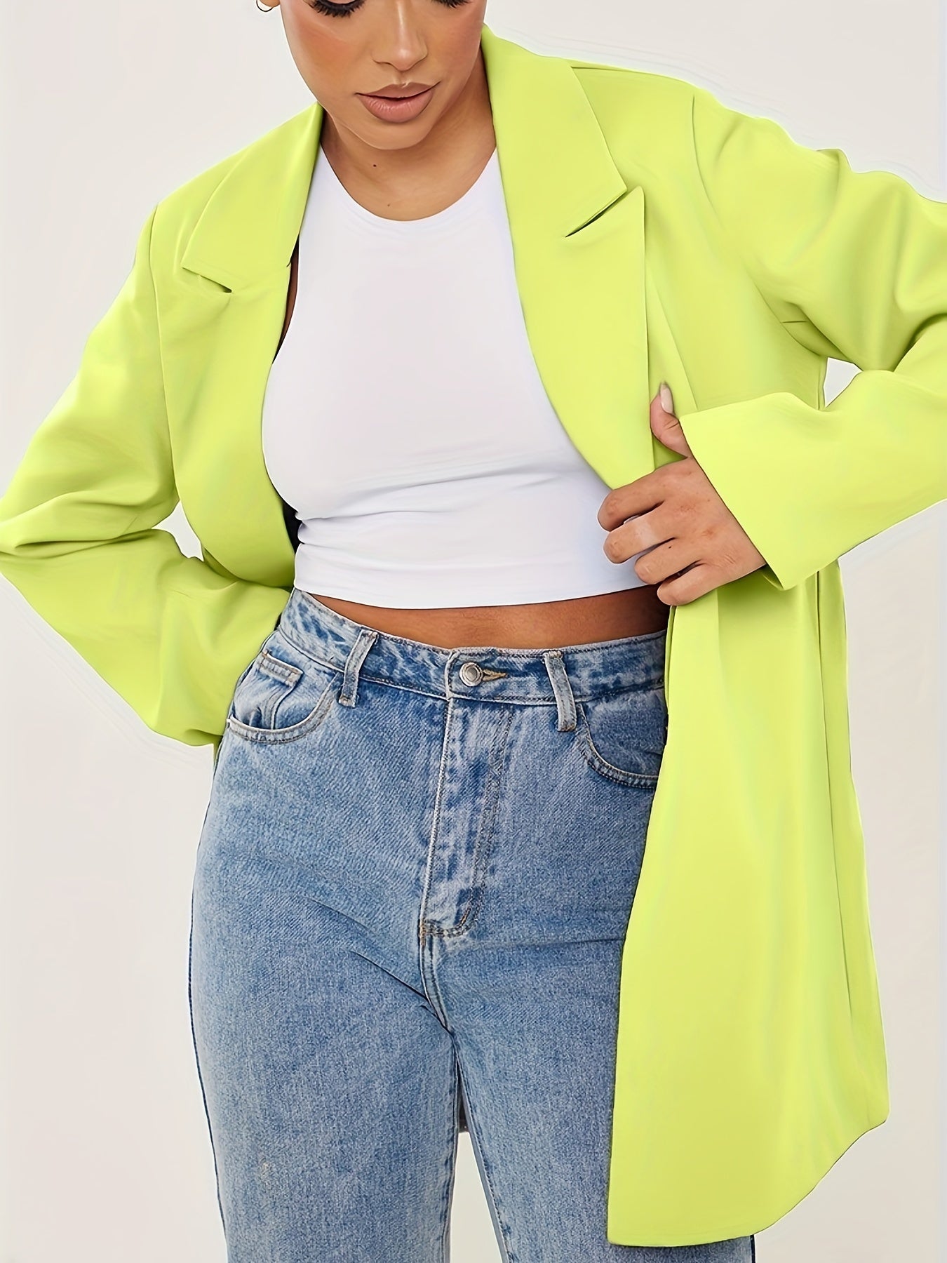  Solid Long Sleeve Workwear Blazer