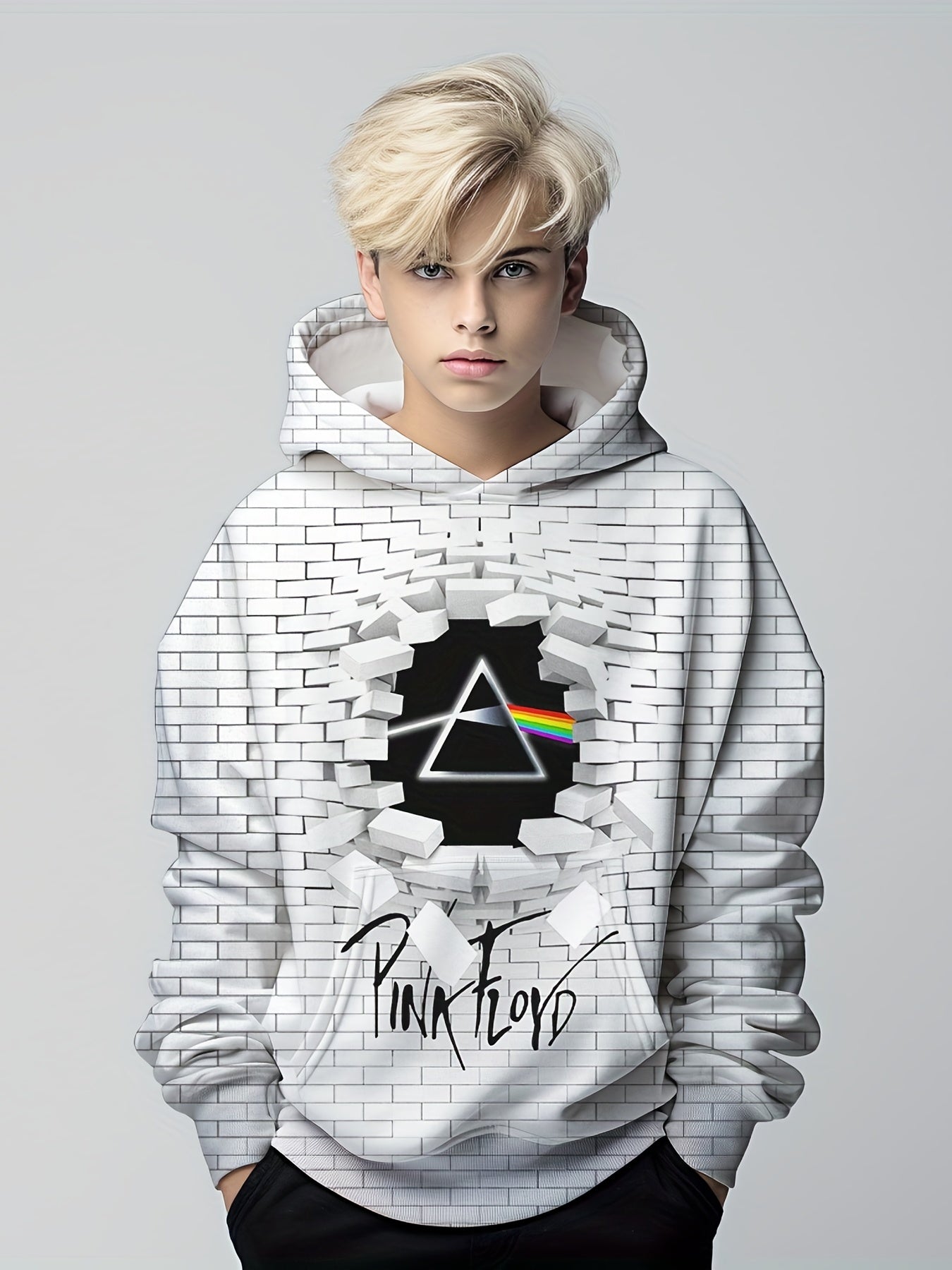 Boy's Breaking Wall Print Hoodie Kid's Hooded Sweatshirt