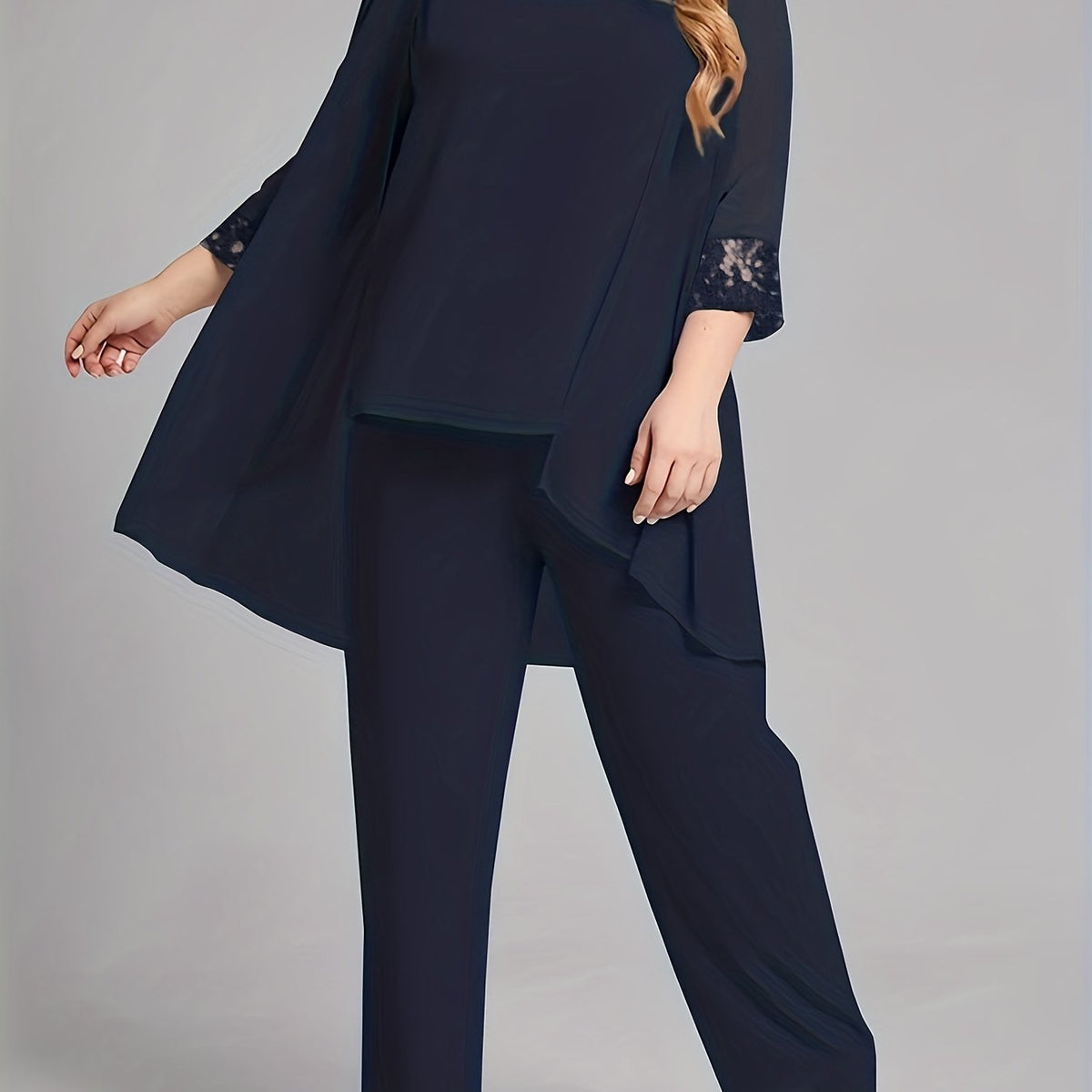  Women's 3-Piece Lace Panel Tank Top & Cardigan & Pants Set