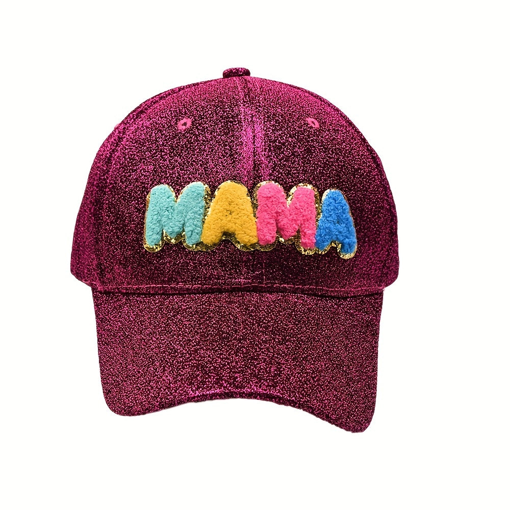 Mama Patch Glitter Baseball Cap Colorful Sunshade Dad Hats