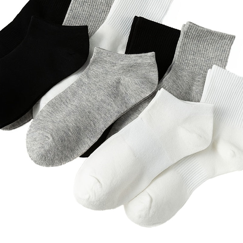 3 Pairs Classic Solid Socks Comfy & Breathable Multi-color Sock Pack