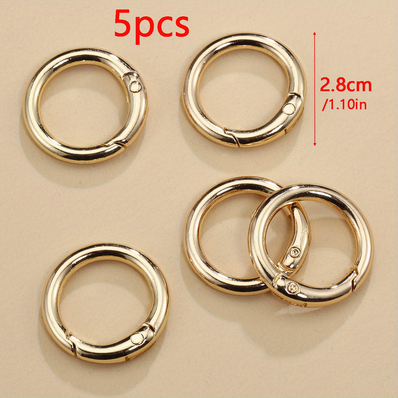 5pcs Metal O Ring Spring Clasps for DIY Jewelry Carabiner Keychain Bag Clips