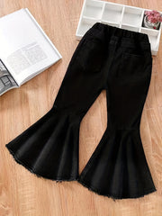 Raw Edge Flared Jeans Girls Clothes