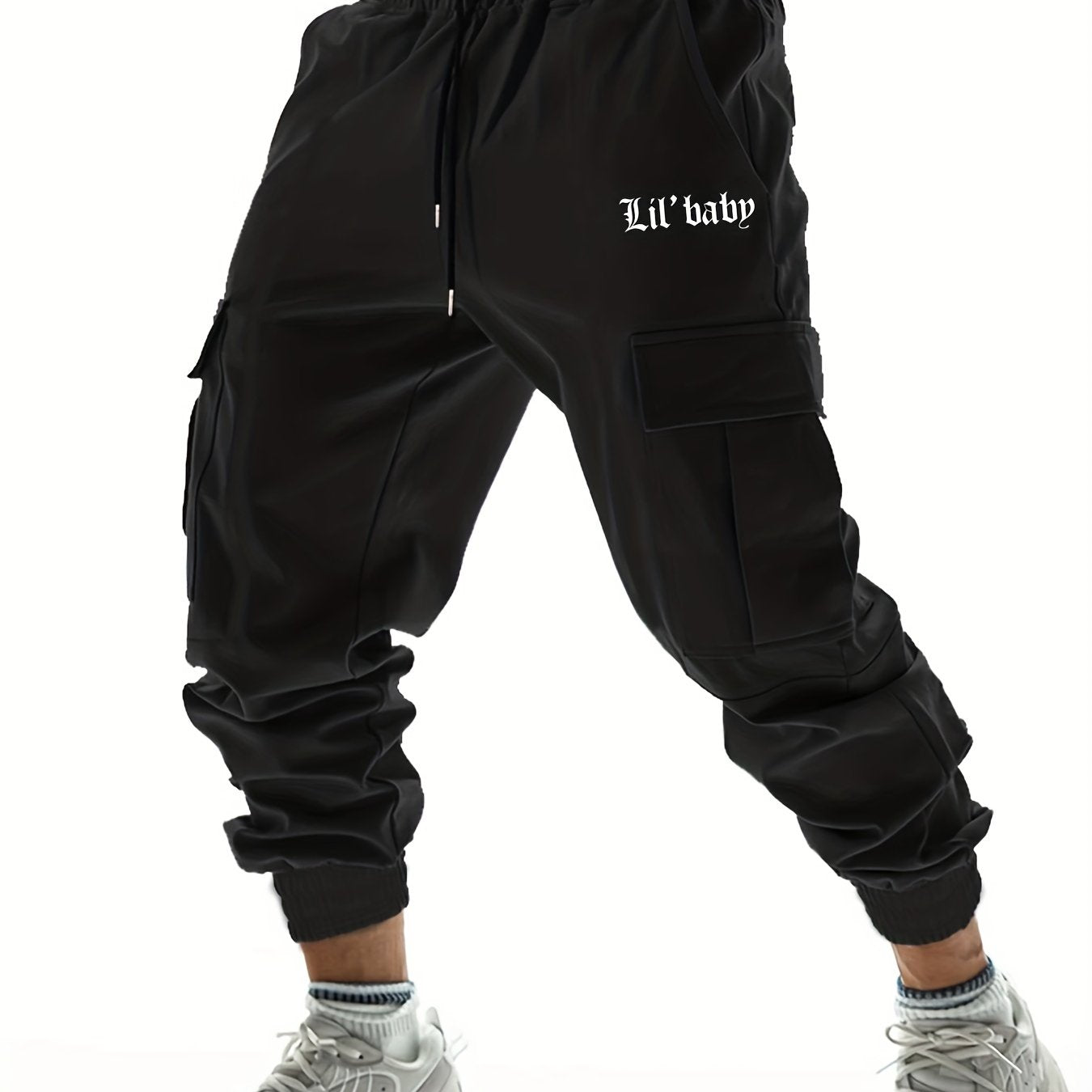 Lil Baby Letter Print Joggers Men s Cargo Pants