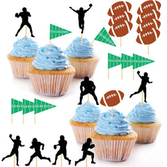 24pcs Football Cupcake Toppers B Rugby Touch Down Birthday Party Decor
