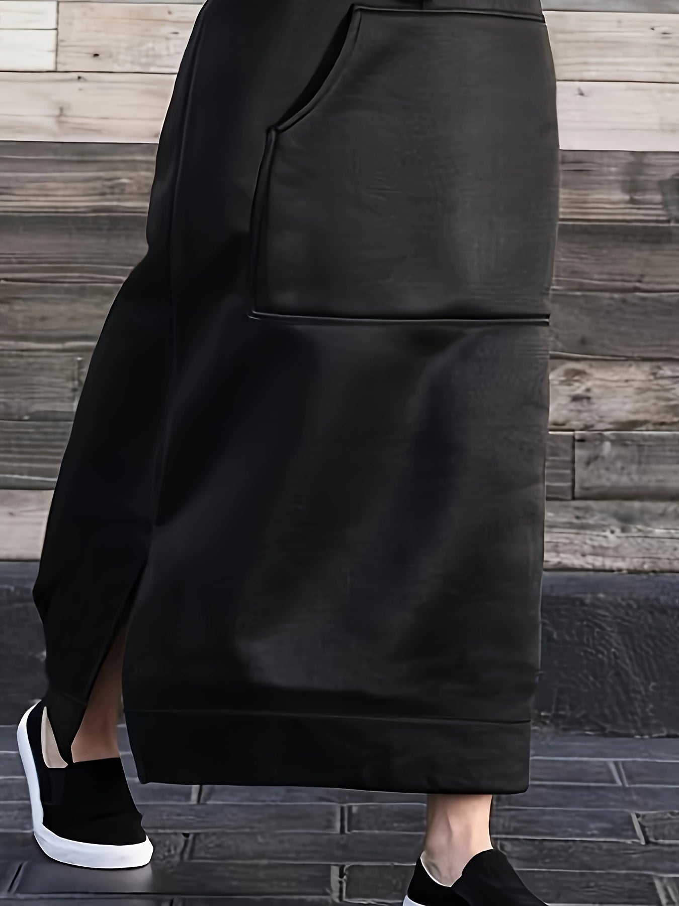  Long Sleeve Hooded Side Split Sweatshirt Dress