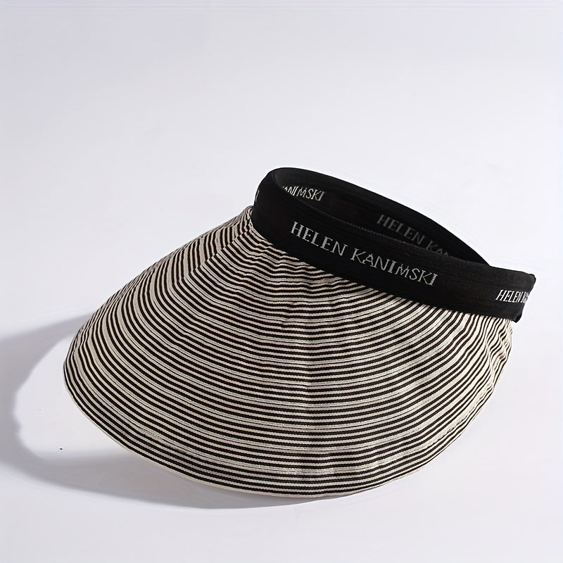 Striped Ponytail Visor Hat Foldable Headband Casual Sun Hats