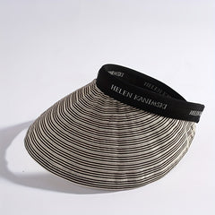 Striped Ponytail Visor Hat Foldable Headband Casual Sun Hats