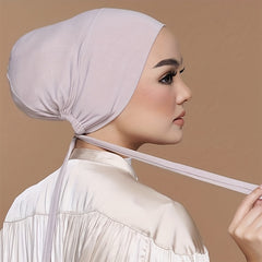 Solid Inner Cap Elastic Turban Soft Head Wrap Casual Underscarf