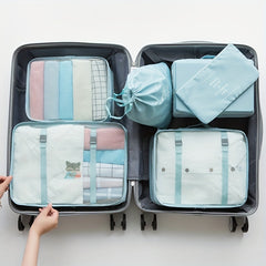7Pcs Travel Storage Bag Set Mesh Clothing Sorting Bundle Pocket & Underwear Shoe