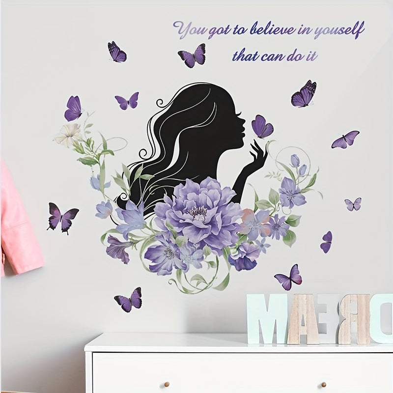 Purple Flower Beauty Wall Decal - Inspirational Quote - Positive Saying