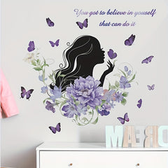 Purple Flower Beauty Wall Decal - Inspirational Quote - Positive Saying