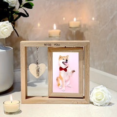 Pet Souvenir Gift Double sided Wooden Photo Frame Pet Pendant DIY Engraved Metal