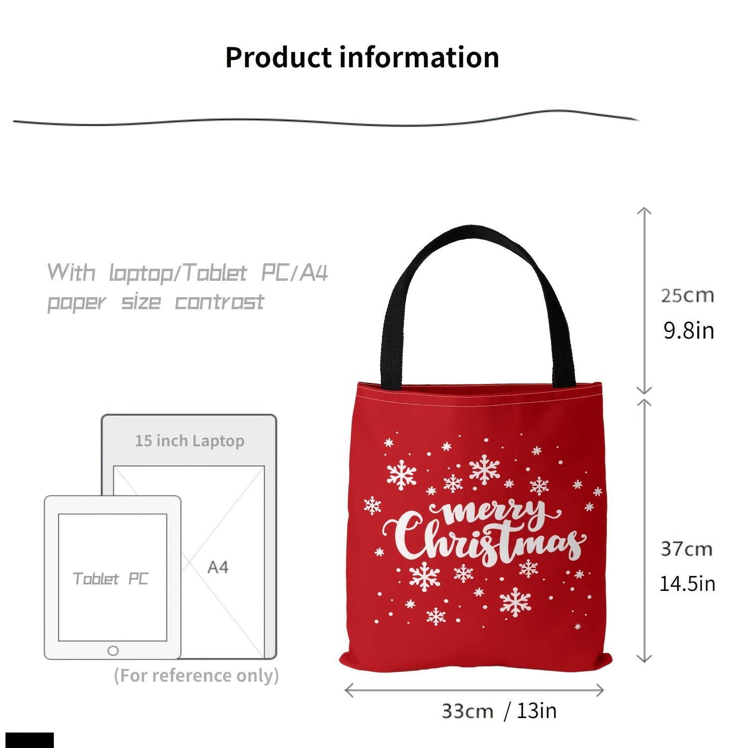 Christmas Canvas Bag Lightweight Shoulder Bag Tote Bag Handbag Shopping Bag