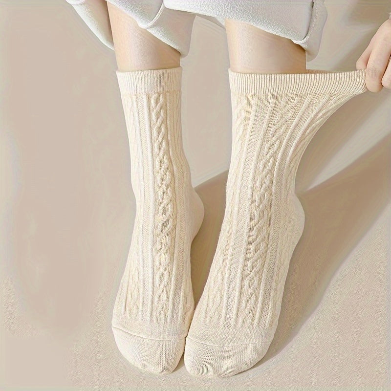 6 Pairs Twist Textured Mid Tube Socks Women's Stockings