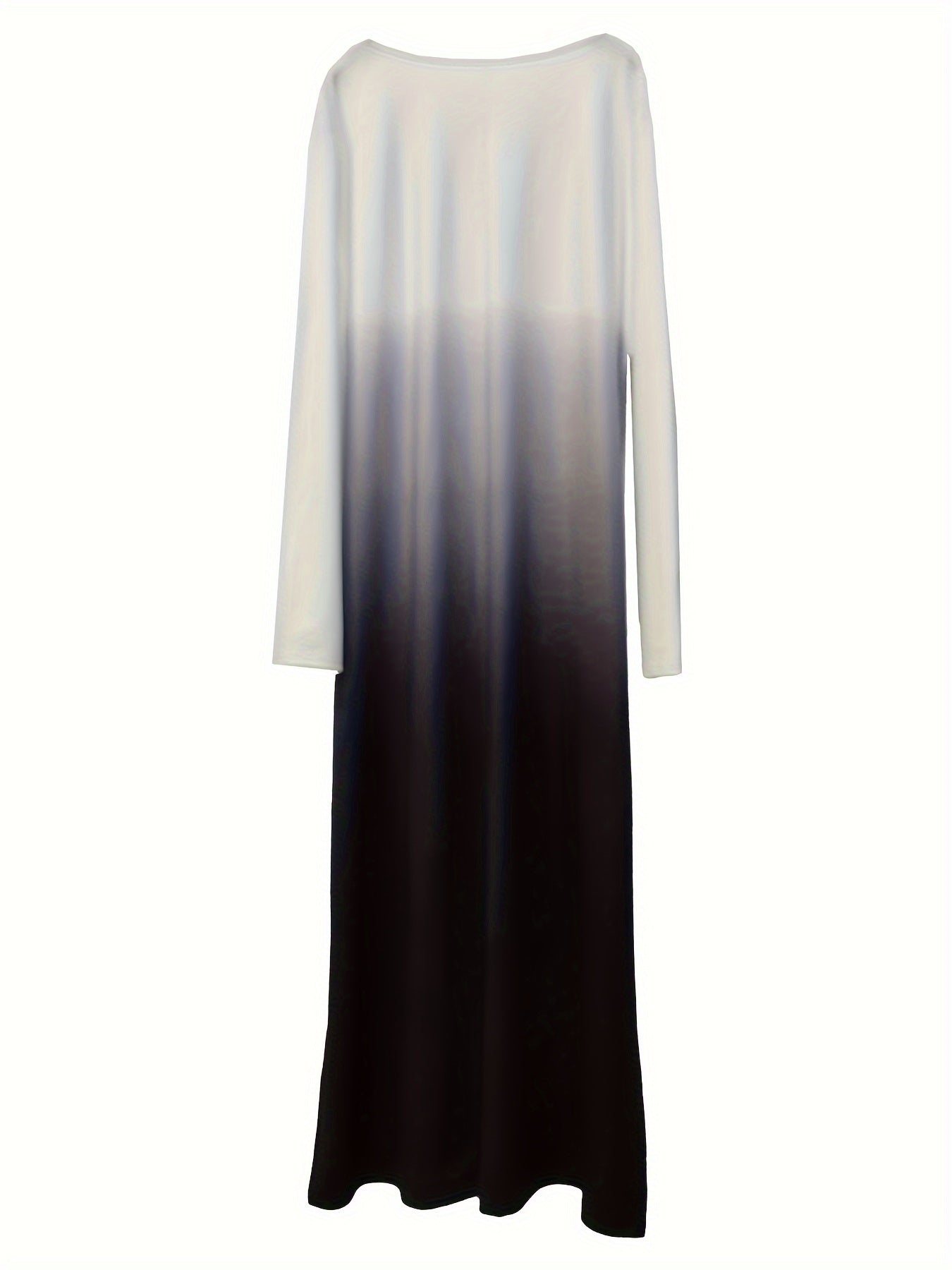Women's Plus Ombre Long Sleeve Round Neck Maxi Dress