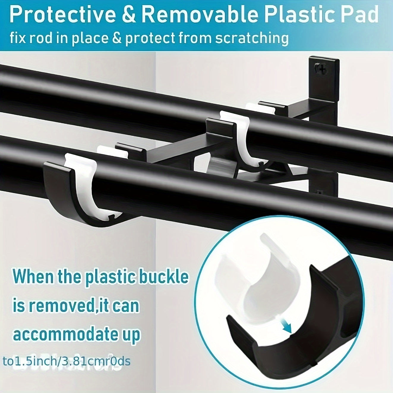 Heavy Duty Double Curtain Rod Brackets, Set of 2, Supports Up To 50kg