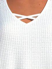  Tank Top Women's Plus Lace Waffle Pattern V Neck Tank Top