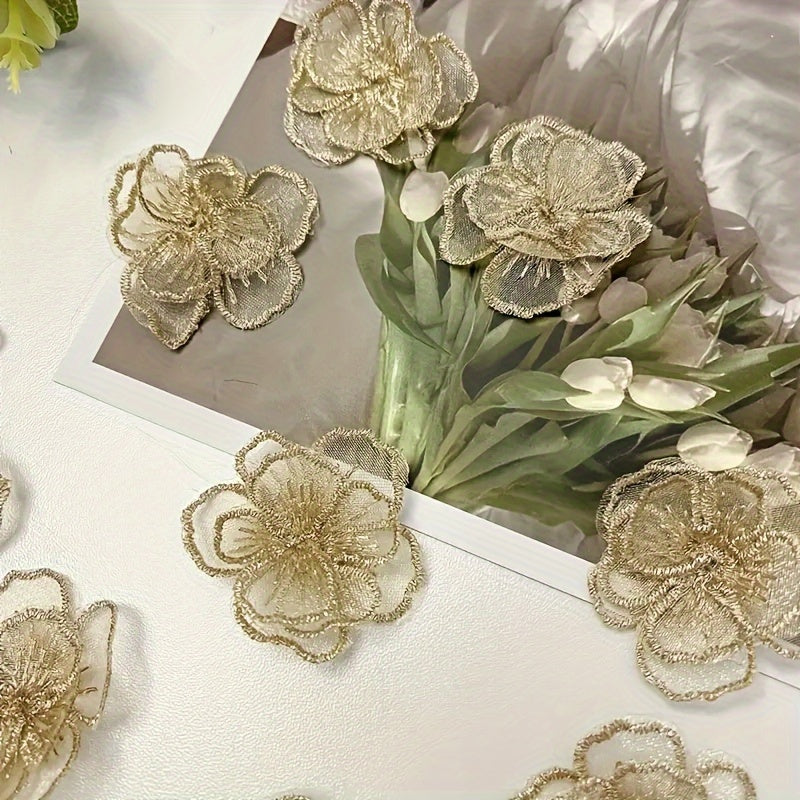 2pcs Lace Flower Patches DIY Appliques Clothing Dress Home Decor
