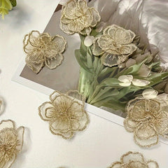 2pcs Lace Flower Patches DIY Appliques Clothing Dress Home Decor
