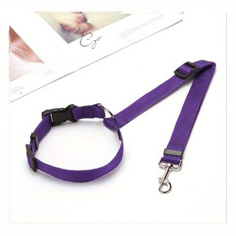 2-in-1 Pet Car Seat Belt Nylon Lead Leash Backseat Safety Belt Adjustable