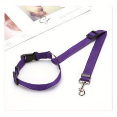 2-in-1 Pet Car Seat Belt Nylon Lead Leash Backseat Safety Belt Adjustable