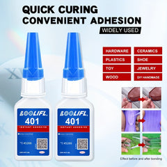 401 Strong Glue Quick Drying Adhesive for Metal Plastic Ceramic Rubber Wood