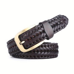 Woven Cowhide Belt Leather Belt Men's And Women's Jeans Sense Belt