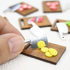 Miniature Fruit Cutting Scene Ornament for Dollhouses