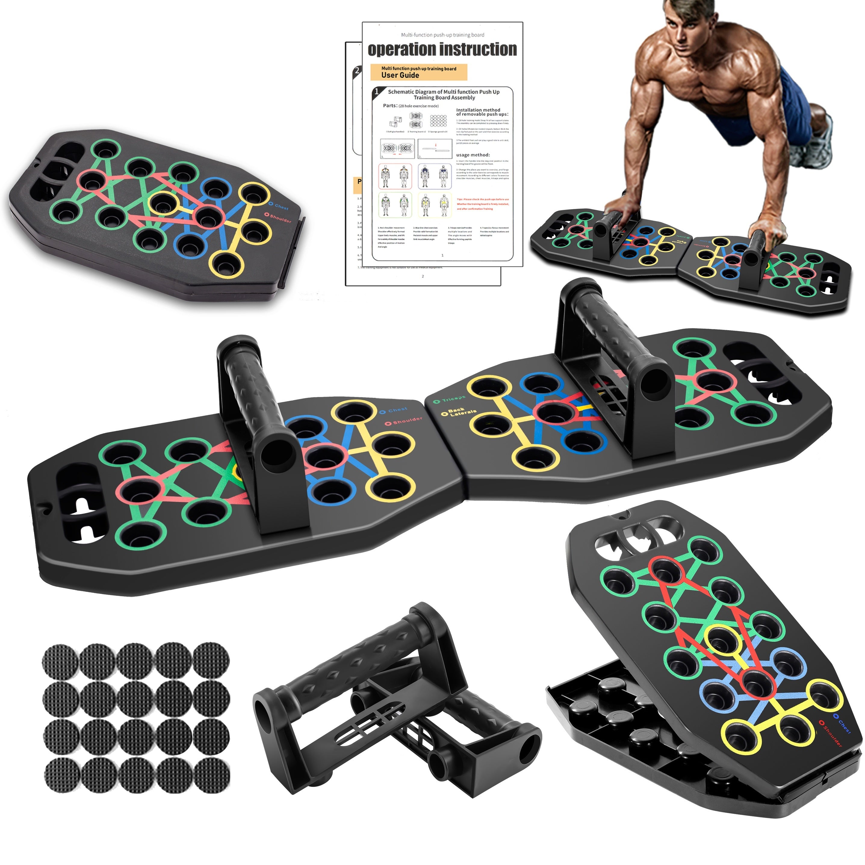 Foldable Push up Board 28 Holes Home Gym Workout