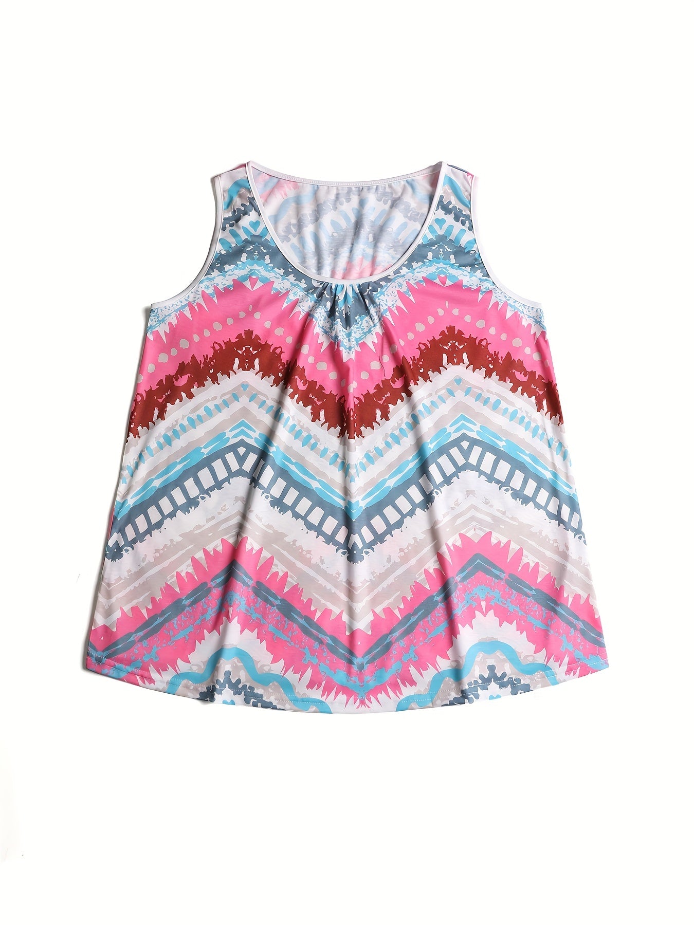  Striped Print Round Neck Tank Top