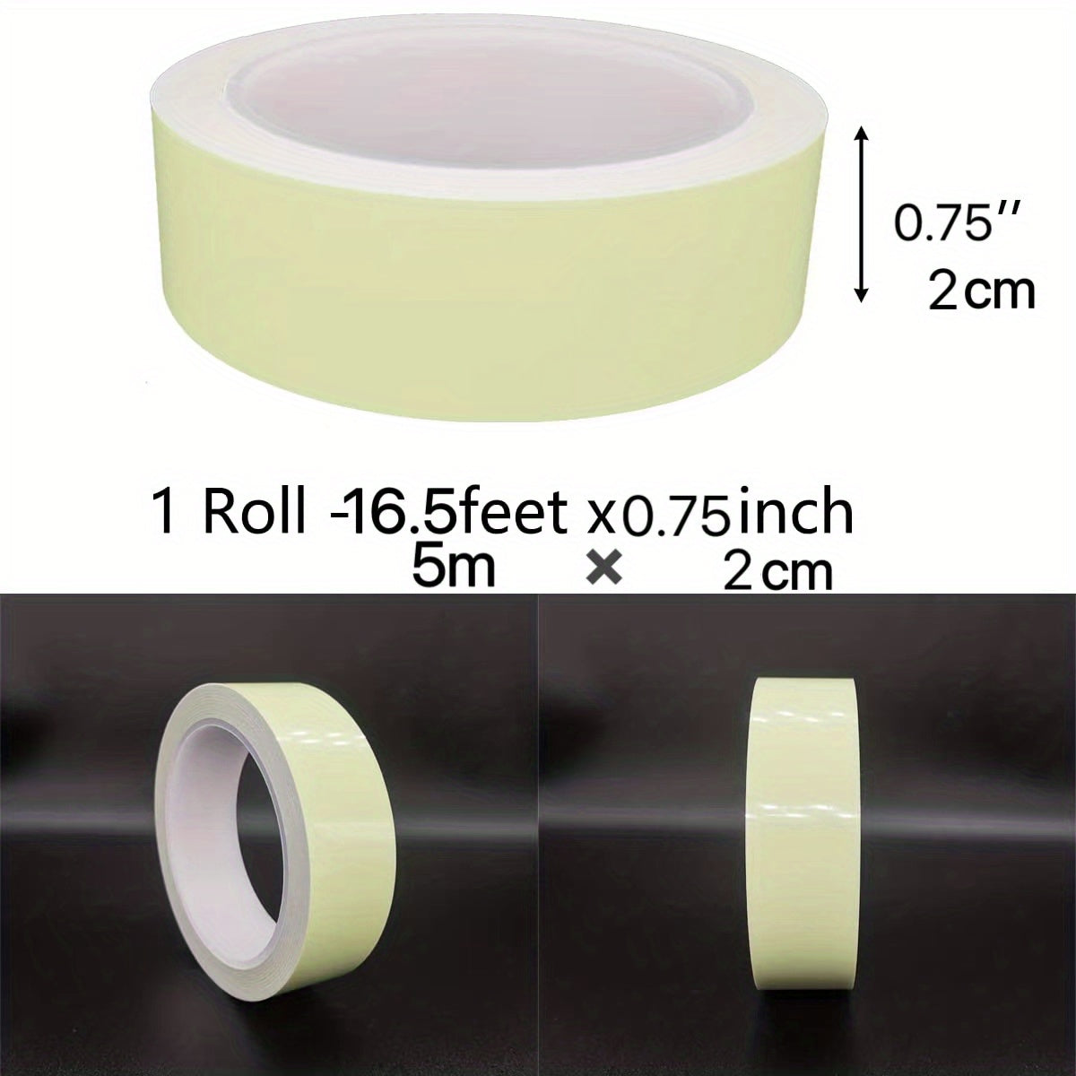 Glow In Dark Tape 5.03M X 1.02Cm Luminescent Emergency Roll Safety