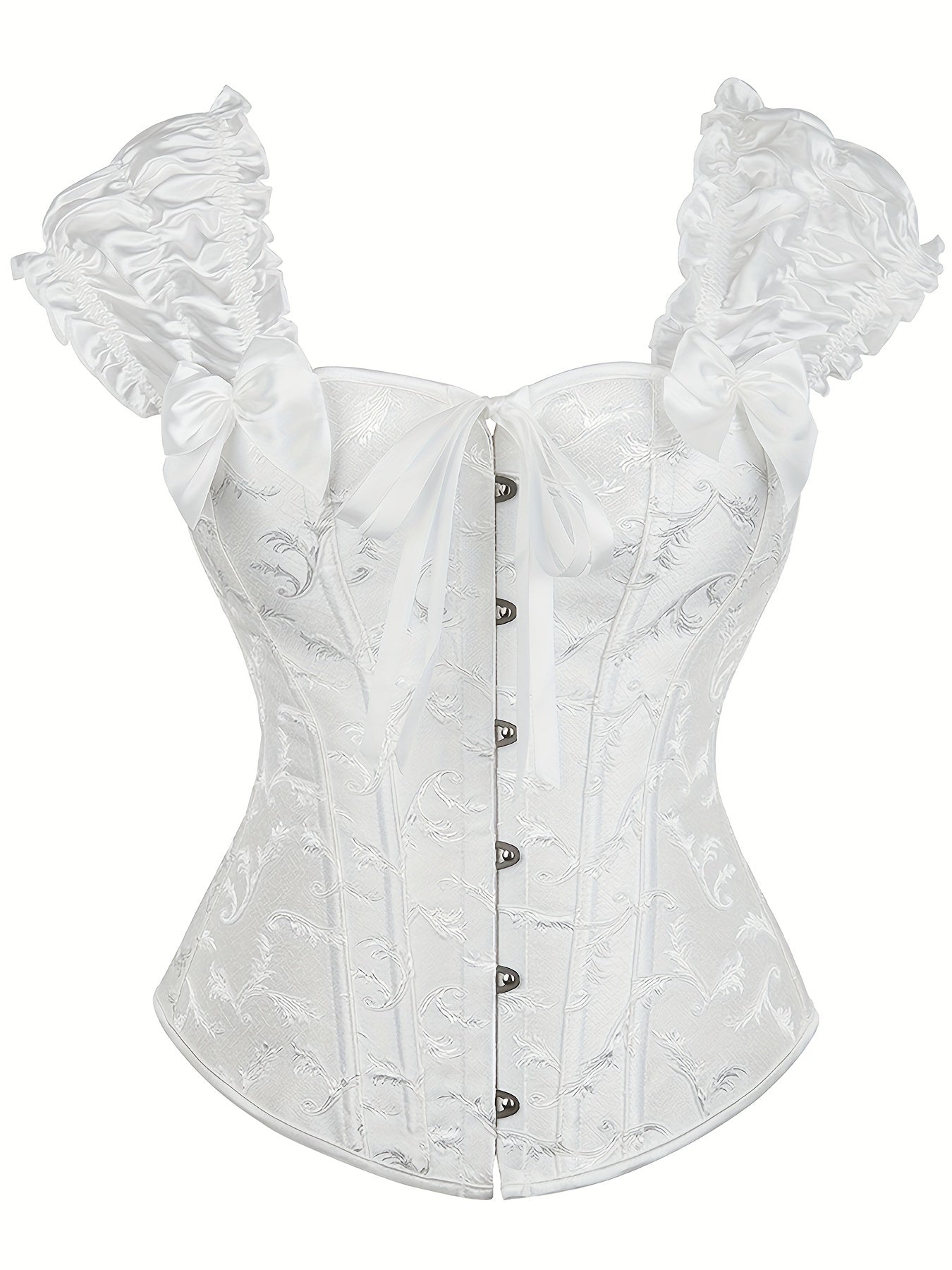 Puff Sleeve Corset Bustier Lace Up Slimmer Body Shaper