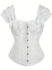 Puff Sleeve Corset Bustier Lace Up Slimmer Body Shaper