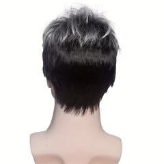 Men Short Straight Wig Heat Resistant Synthetic Male Natural Head