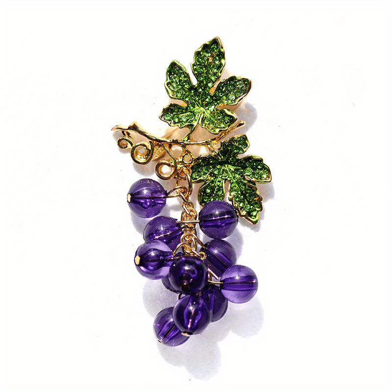 Grape Brooches Rhinestone Purple Fruits Office Pins