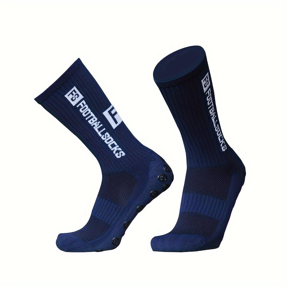 3 Pairs Men's Non Slip Football Socks With Gripper