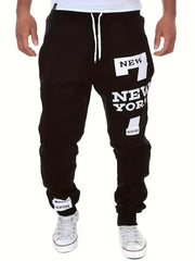 York & Number 7 Print Joggers Men's Casual Stretch Waist Drawstring Sweatpants